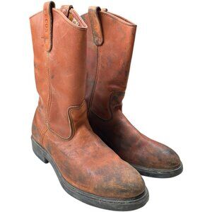 Red Wing 487 Men 10 Pecos Brown Leather Work Boots USA Vintage workwear outdoor